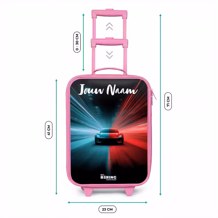 Kinderkoffer met naam - Roze - Sportauto - Blauw - Neon - Stad — 5