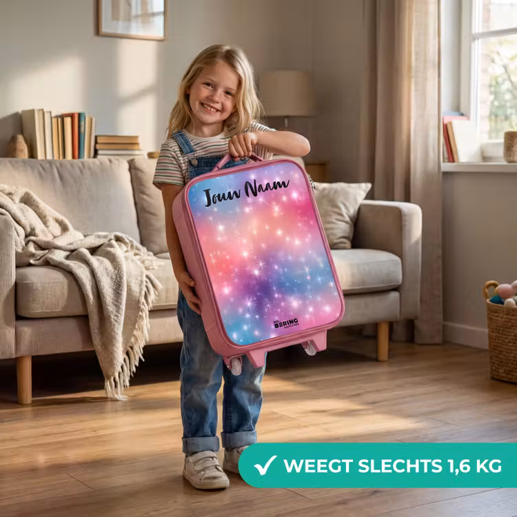 Kinderkoffer met naam - Roze - Sterren - Abstract - Kleuren — 2