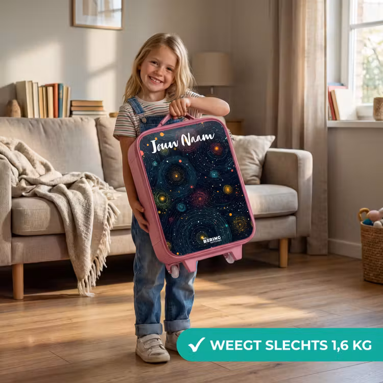 Kinderkoffer met naam - Roze - Sterren - Planeten - Kleurrijk — 2
