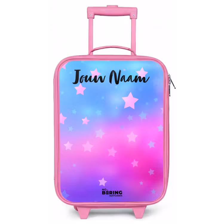 Kinderkoffer met naam - Roze - Sterren - Roze - Blauw — 1