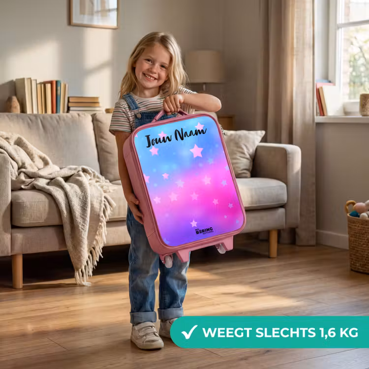 Kinderkoffer met naam - Roze - Sterren - Roze - Blauw — 2