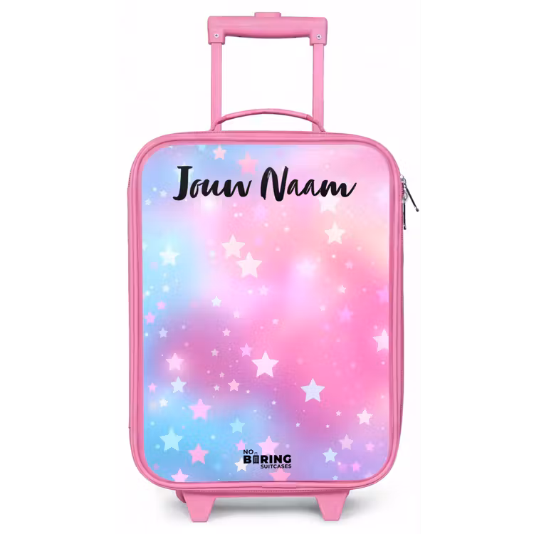Kinderkoffer met naam - Roze - Sterren - Roze - Blauw — 1