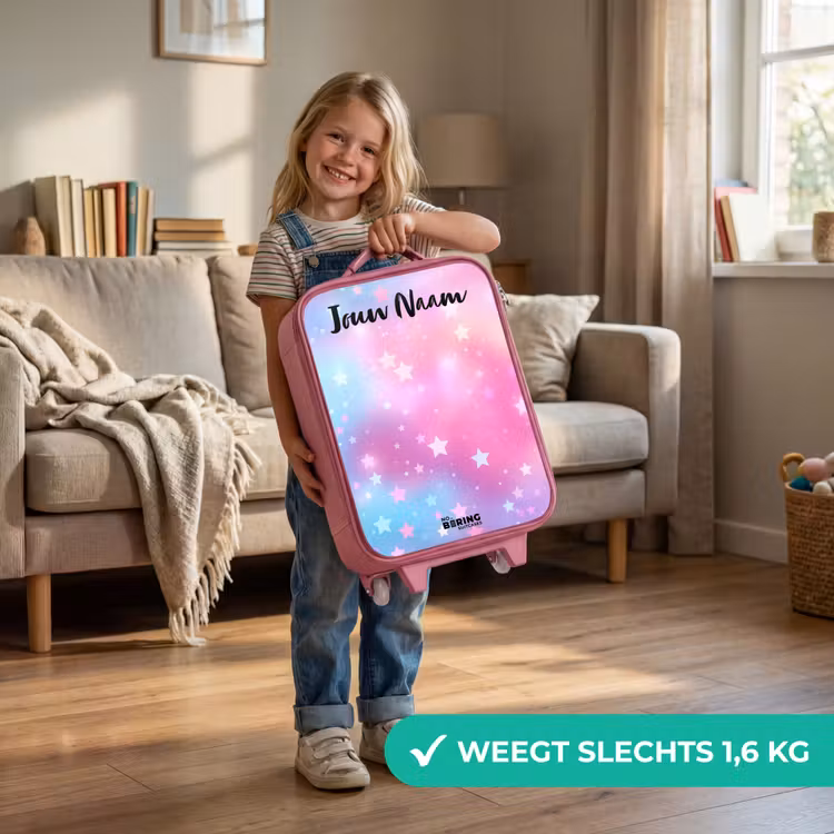 Kinderkoffer met naam - Roze - Sterren - Roze - Blauw — 2