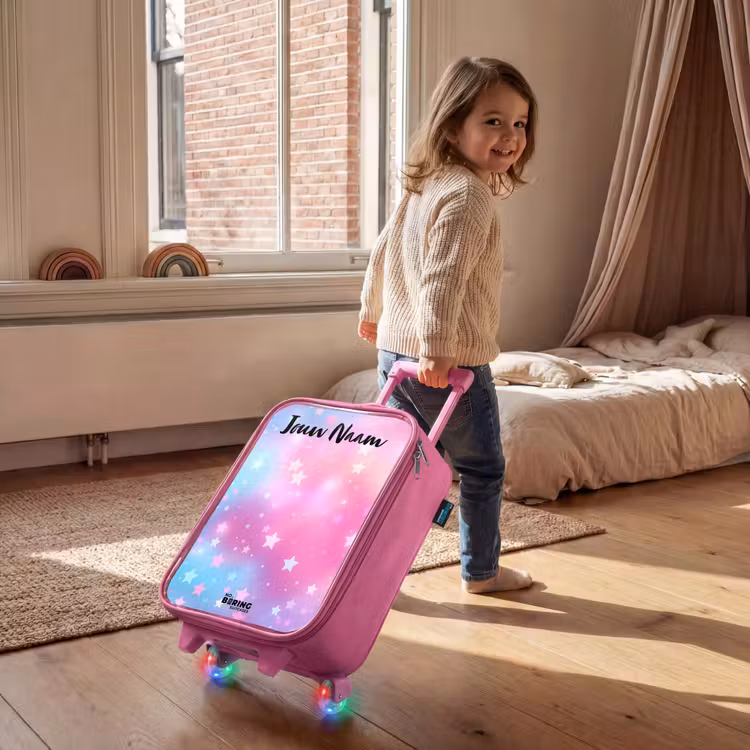 Kinderkoffer met naam - Roze - Sterren - Roze - Blauw — 3