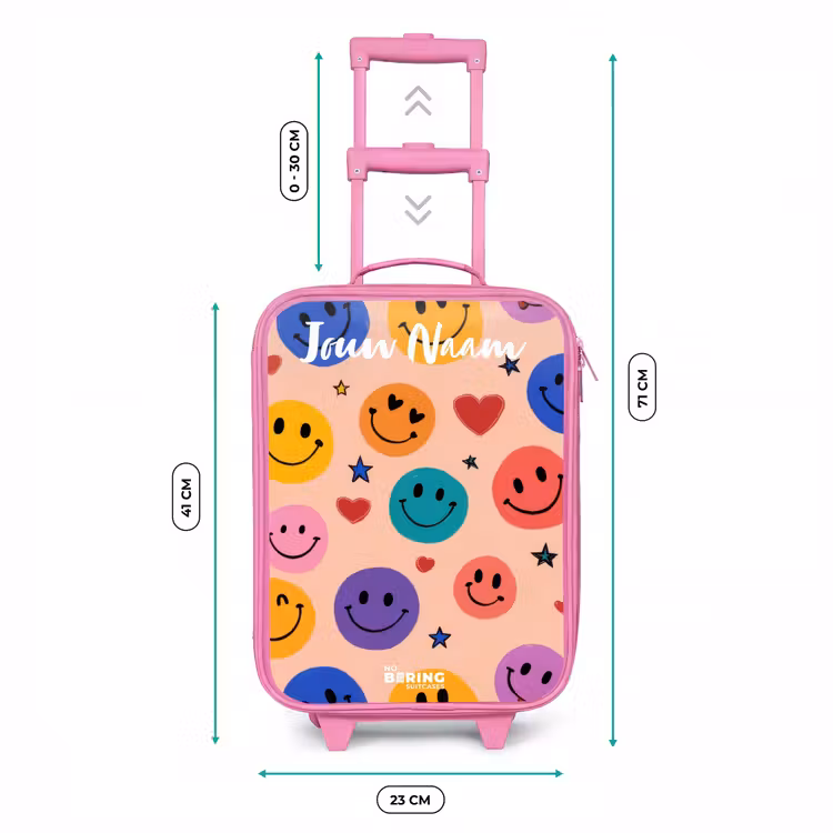 Kinderkoffer met naam - Roze - Vrolijk Smiley-patroon — 5