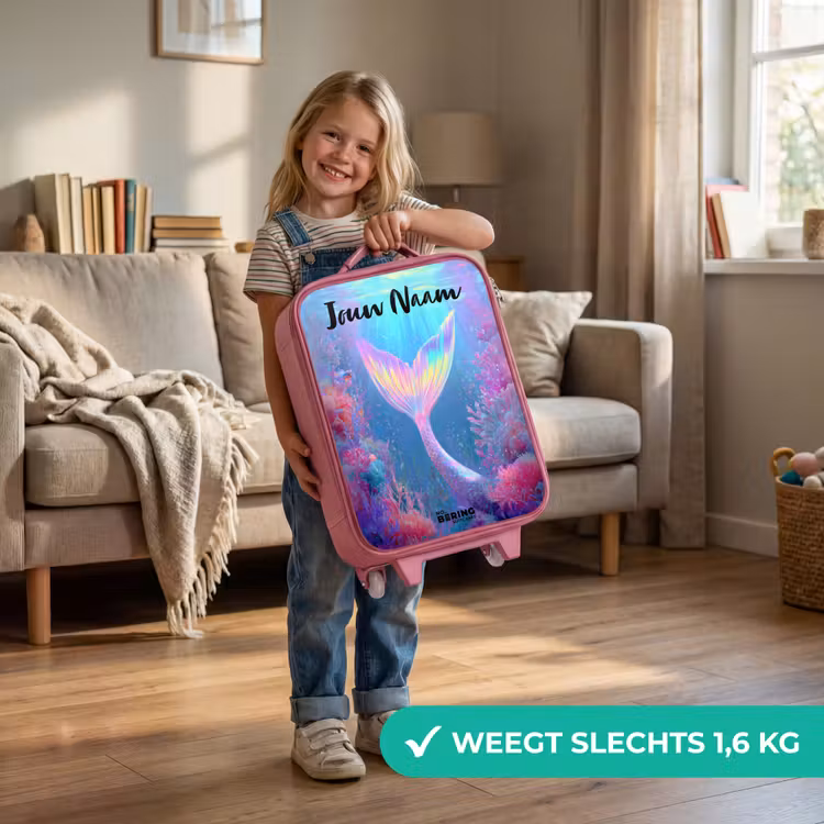 Kinderkoffer met naam - Roze - Zeemeermin - Koraal - Water — 2
