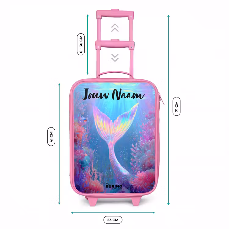 Kinderkoffer met naam - Roze - Zeemeermin - Koraal - Water — 5