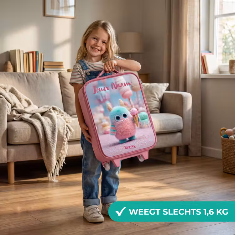Kinderkoffer met naam - Roze - Zoet Monstersnoep Avontuur — 2