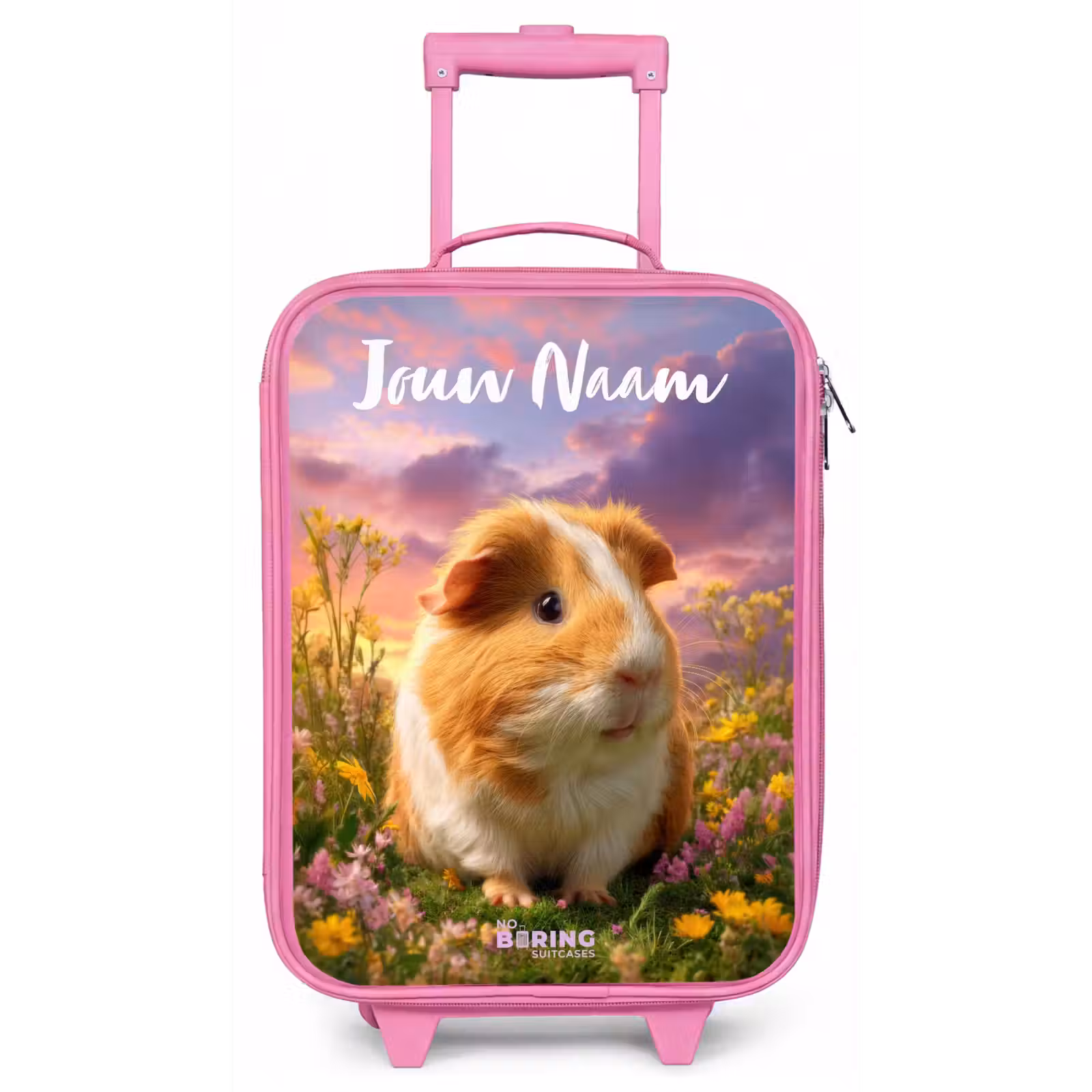 Kinderkoffer met naam - Roze - Cavia - Natuur - Dier — 1
