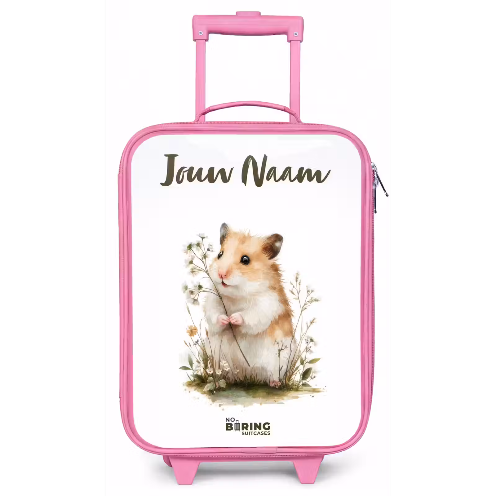 Kinderkoffer met naam - Roze - Dier - Natuur - Hamster — 1