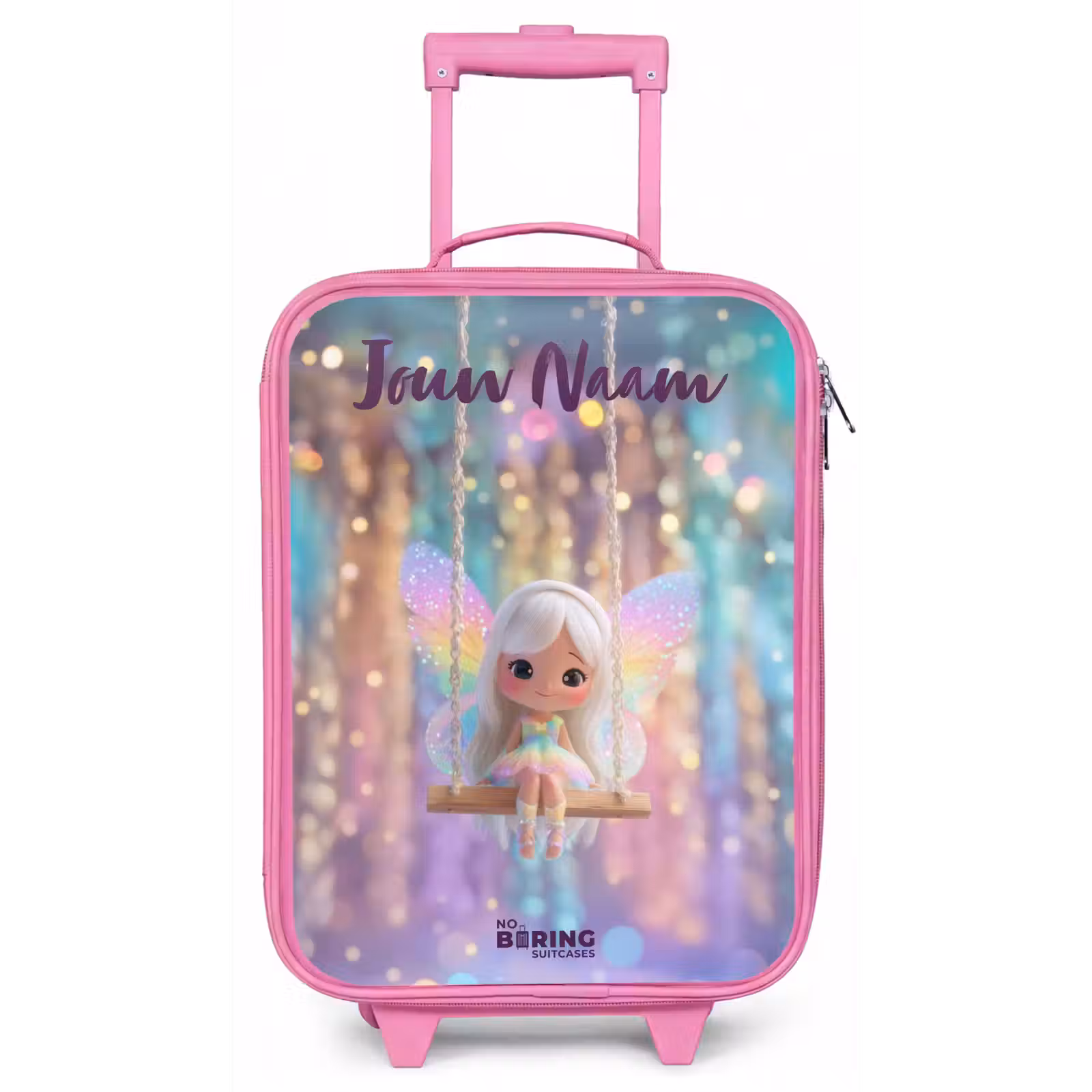 Kinderkoffer met naam - Roze - Fee - Elf - Regenboog — 1
