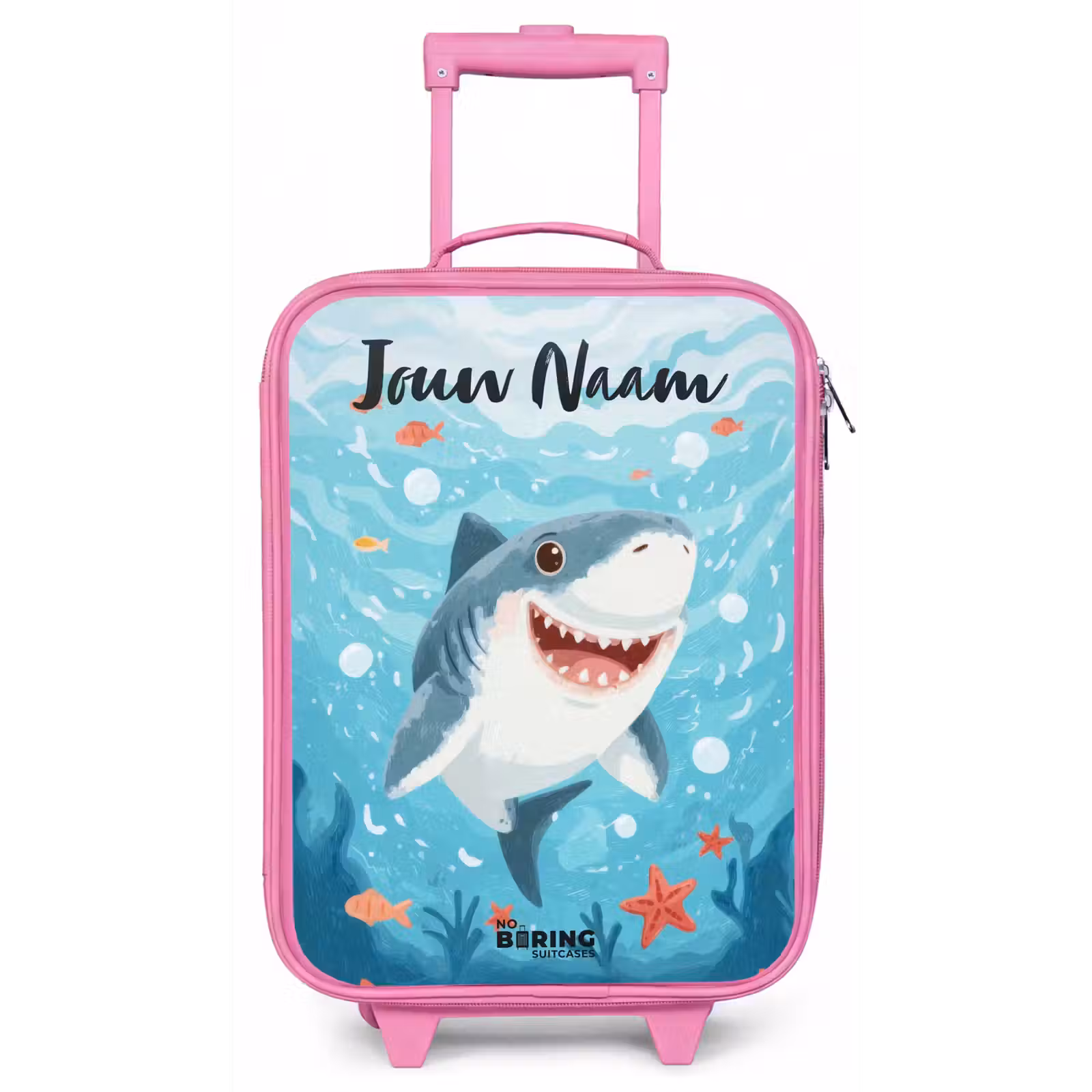 Kinderkoffer met naam - Roze - Haai - Water - Zee — 1