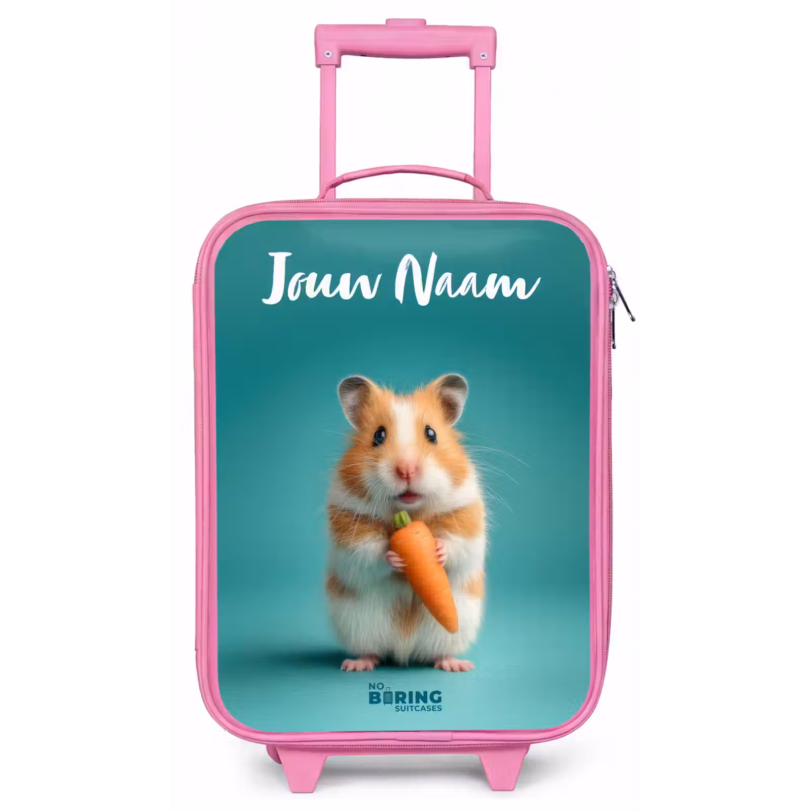 Kinderkoffer met naam - Roze - Hamster - Wortel - Dier — 1