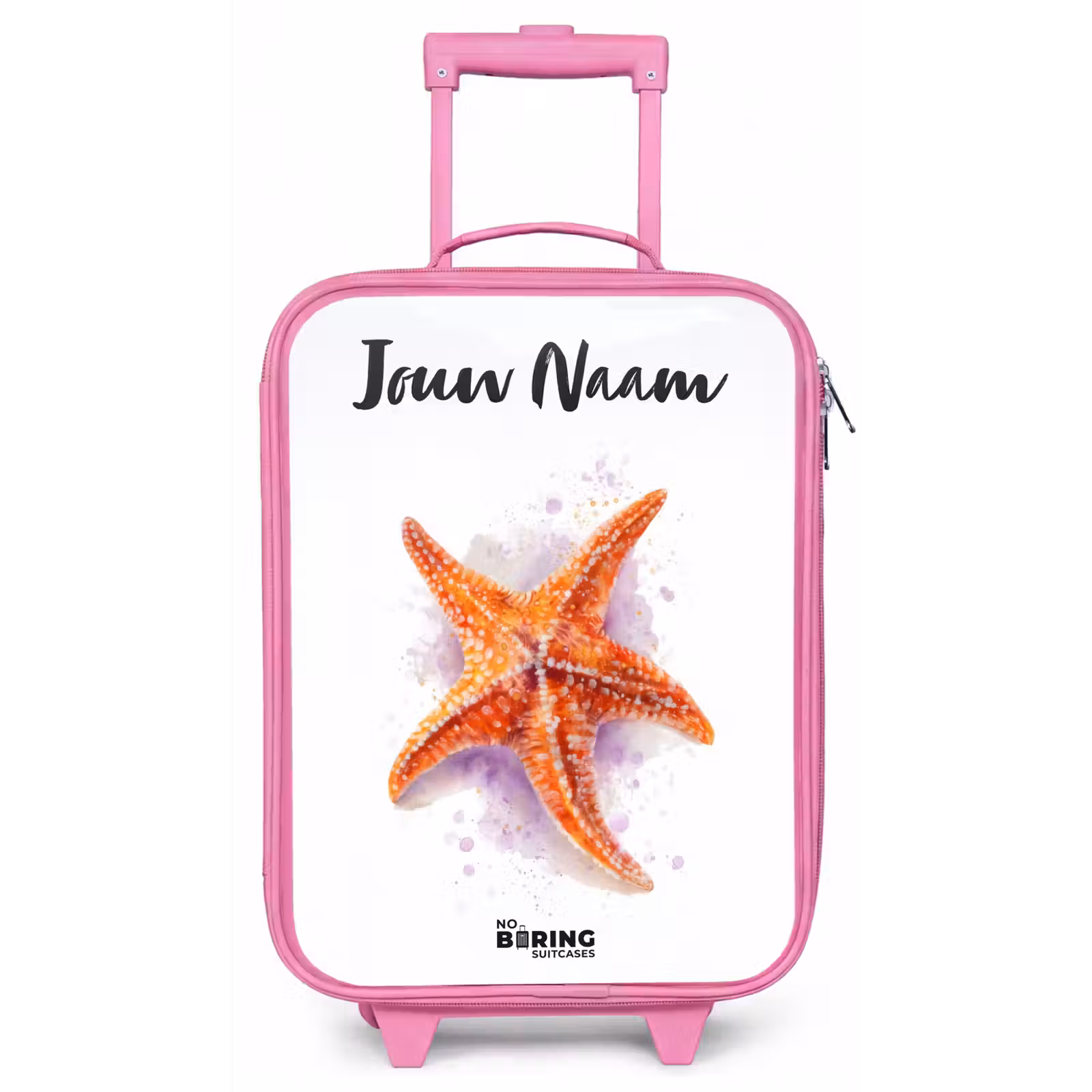 Kinderkoffer met naam - Roze - Oranje Zeester Illustratie — 1
