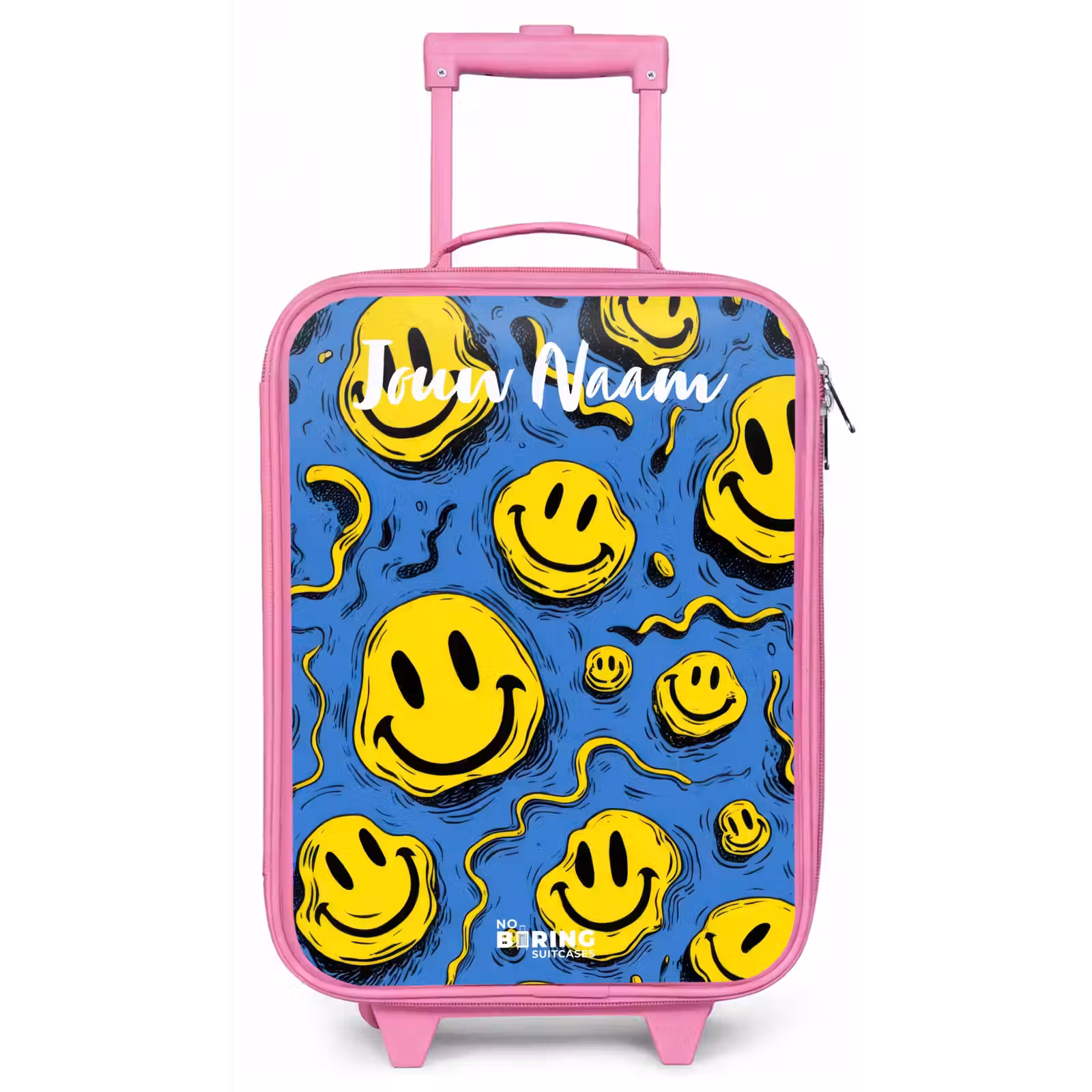 Kinderkoffer met naam - Roze - Smiley - Blauw - Geel — 1