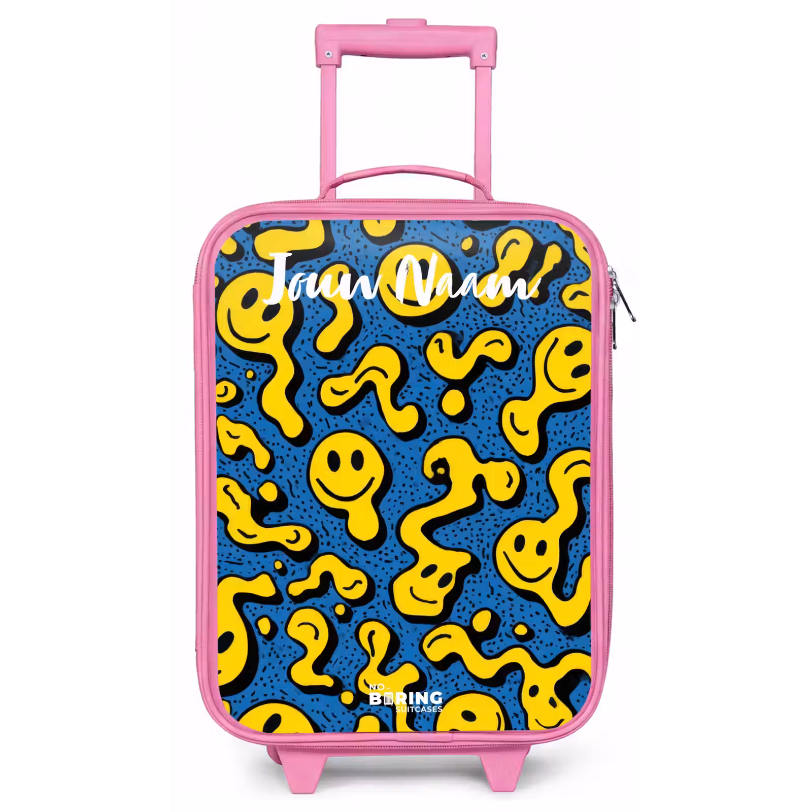 Kinderkoffer met naam - Roze - Smiley - Geel - Blauw — 1