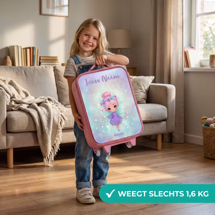 Kinderkoffer met naam - Roze - Bloemenfee in pastelglans — 2