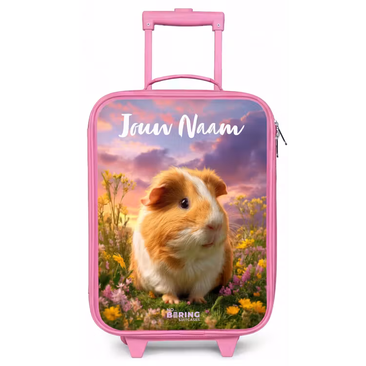 Kinderkoffer met naam - Roze - Cavia - Natuur - Dier — 1