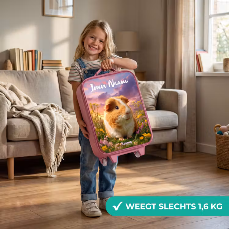 Kinderkoffer met naam - Roze - Cavia - Natuur - Dier — 2