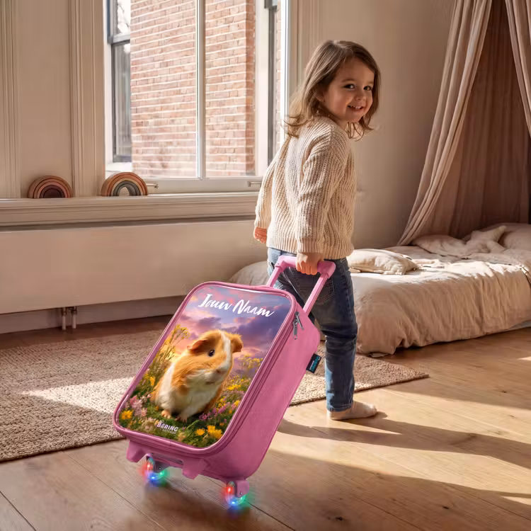 Kinderkoffer met naam - Roze - Cavia - Natuur - Dier — 3