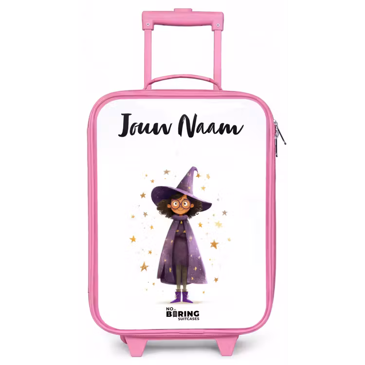 Kinderkoffer met naam - Roze - De paarse tovenaarsmantel — 1