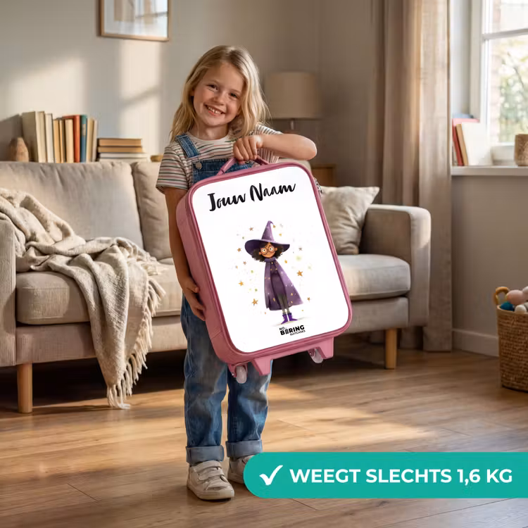 Kinderkoffer met naam - Roze - De paarse tovenaarsmantel — 2