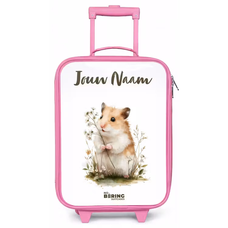 Kinderkoffer met naam - Roze - Dier - Natuur - Hamster — 1