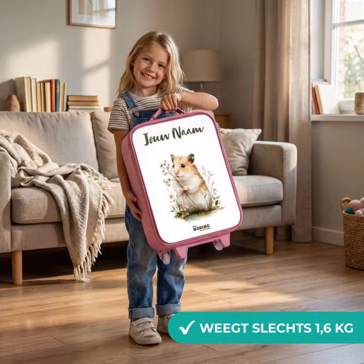 Kinderkoffer met naam - Roze - Dier - Natuur - Hamster — 2