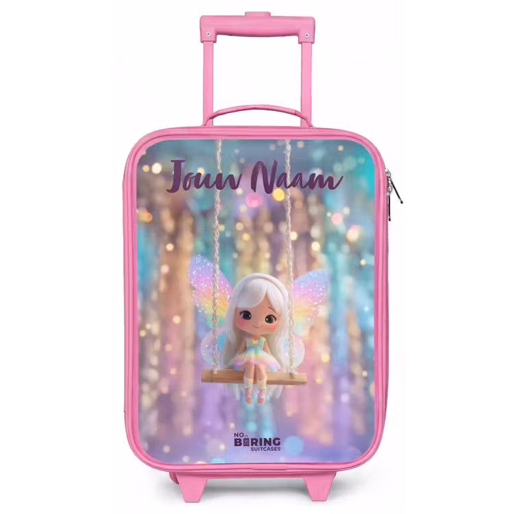 Kinderkoffer met naam - Roze - Fee - Elf - Regenboog — 1