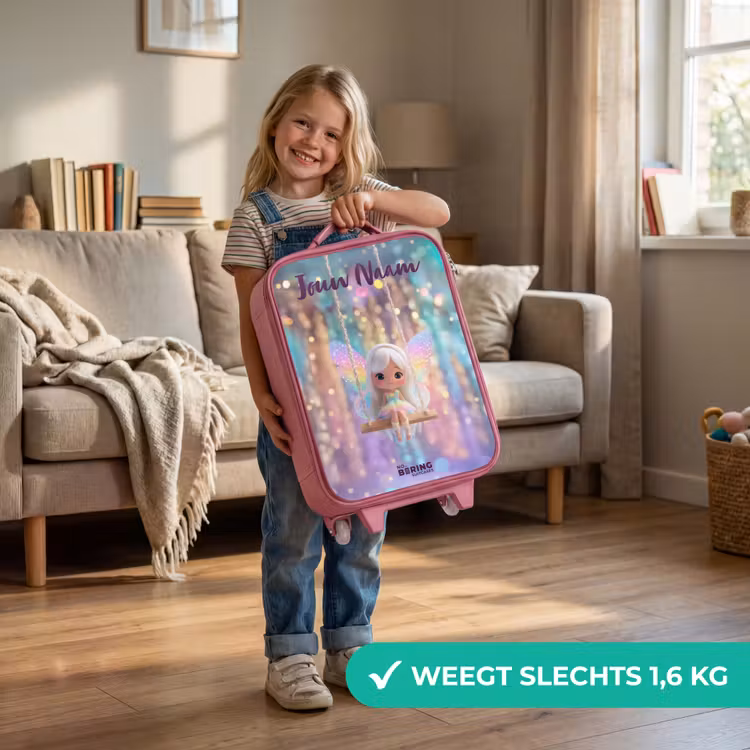Kinderkoffer met naam - Roze - Fee - Elf - Regenboog — 2