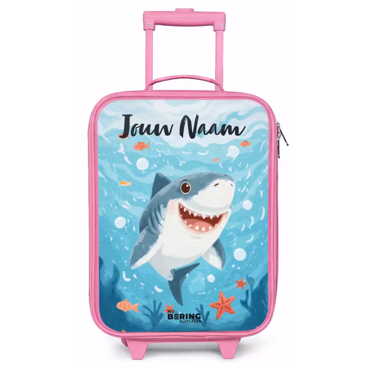 Kinderkoffer met naam - Roze - Haai - Water - Zee — 1