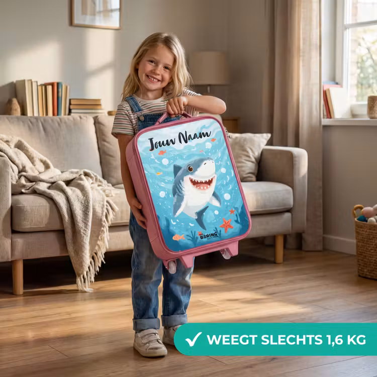 Kinderkoffer met naam - Roze - Haai - Water - Zee — 2
