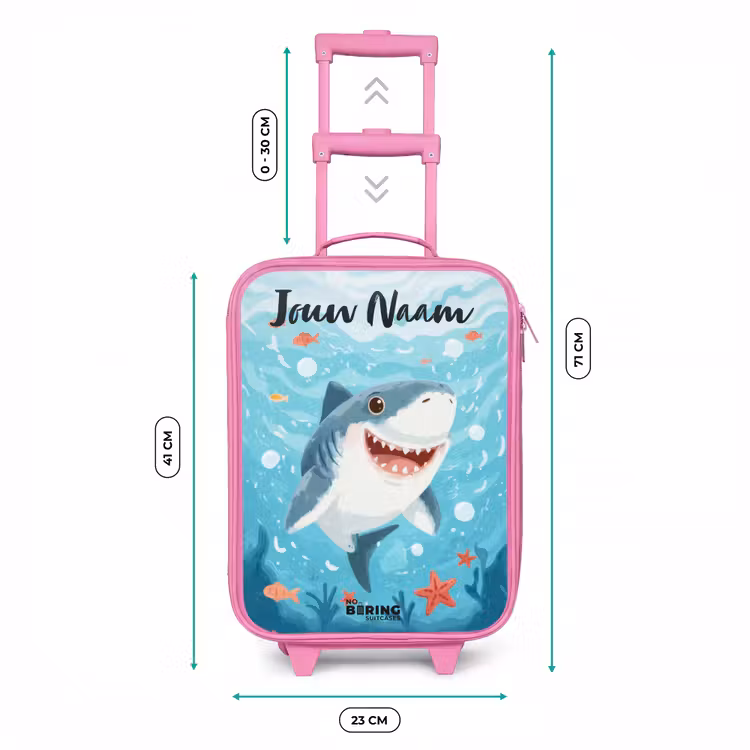 Kinderkoffer met naam - Roze - Haai - Water - Zee — 5