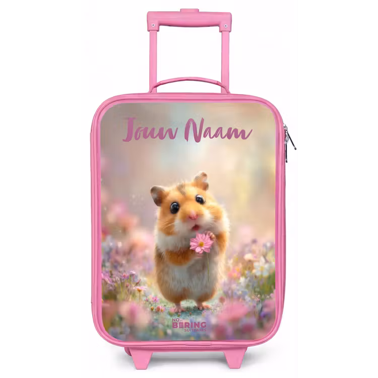 Kinderkoffer met naam - Roze - Hamster - Bloem - Natuur - Dier — 1