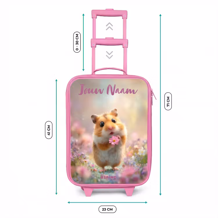 Kinderkoffer met naam - Roze - Hamster - Bloem - Natuur - Dier — 5