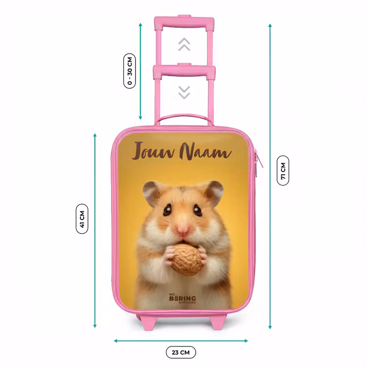 Kinderkoffer met naam - Roze - Hamster - Walnoot - Dier — 5