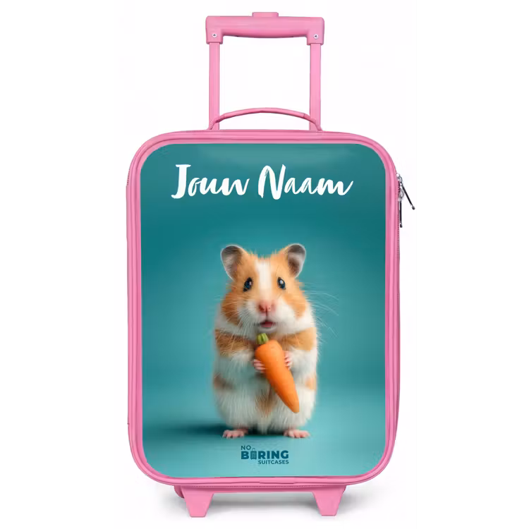 Kinderkoffer met naam - Roze - Hamster - Wortel - Dier — 1