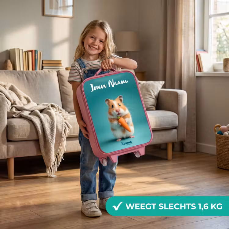 Kinderkoffer met naam - Roze - Hamster - Wortel - Dier — 2