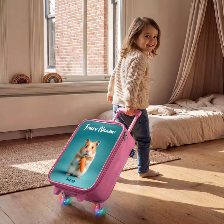 Kinderkoffer met naam - Roze - Hamster - Wortel - Dier — 3