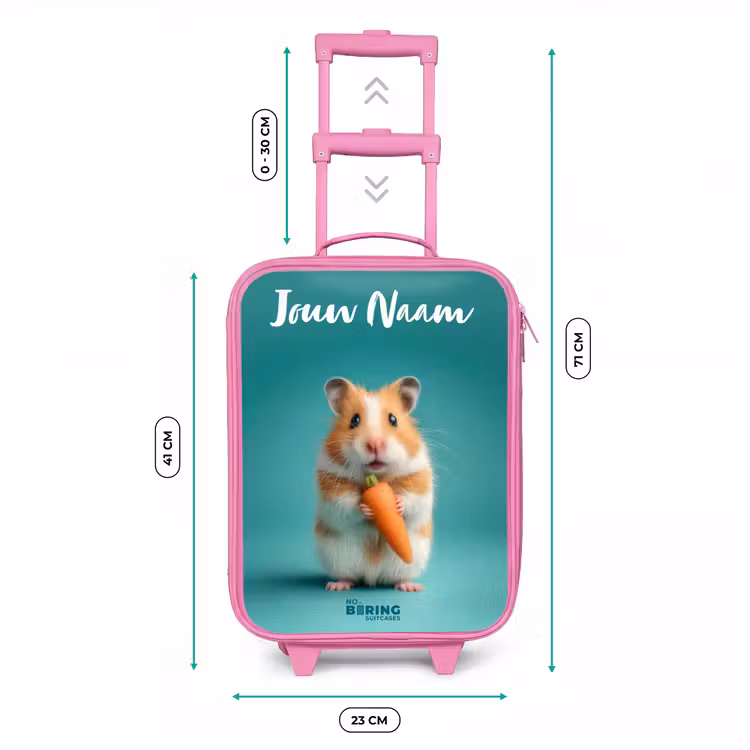 Kinderkoffer met naam - Roze - Hamster - Wortel - Dier — 5