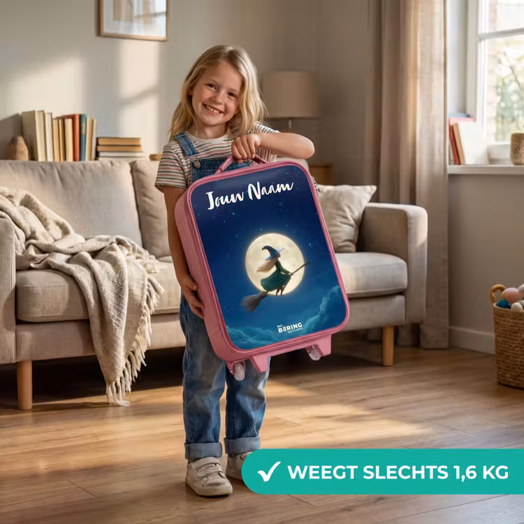 Kinderkoffer met naam - Roze - Heks in Maanlichtvlucht — 2