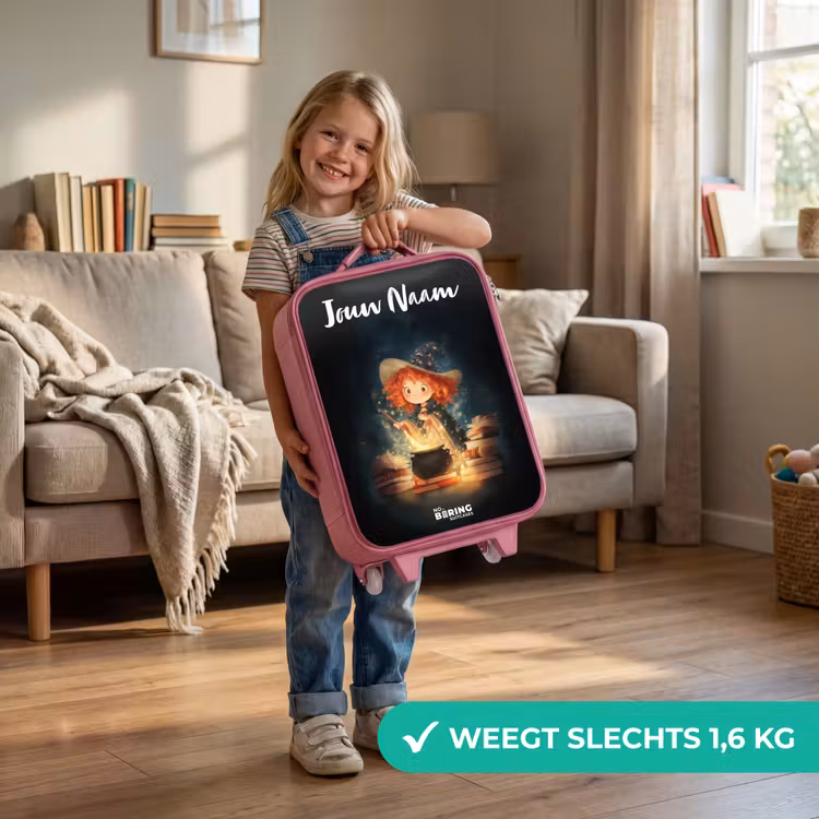 Kinderkoffer met naam - Roze - Heks met Sprankelende Toverdrank — 2