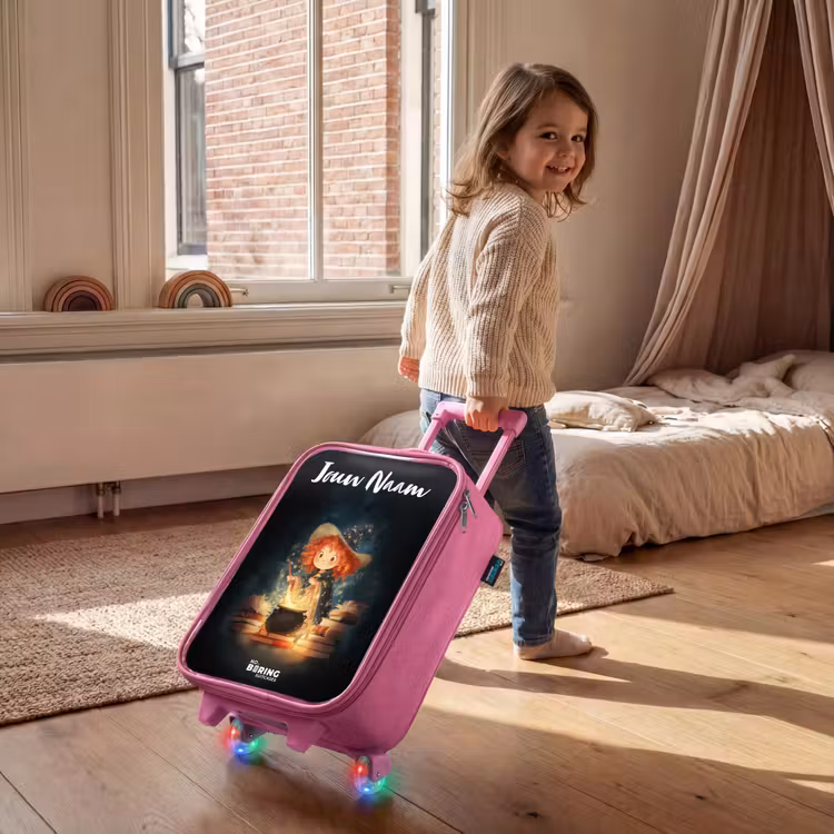 Kinderkoffer met naam - Roze - Heks met Sprankelende Toverdrank — 3
