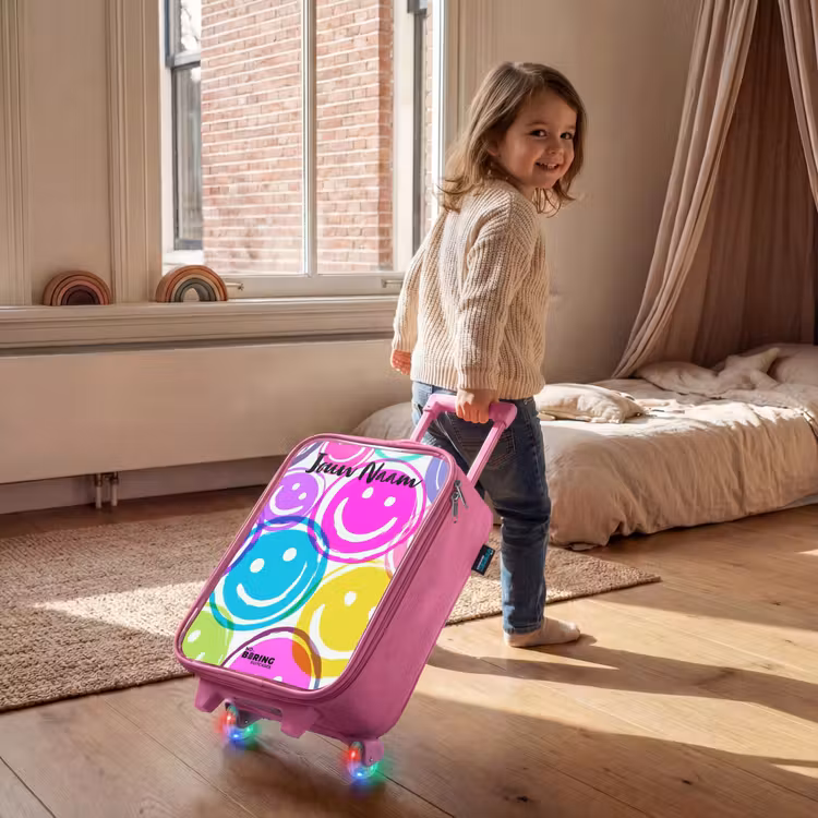 Kinderkoffer met naam - Roze - Kleurrijke glimlachexplosie — 3