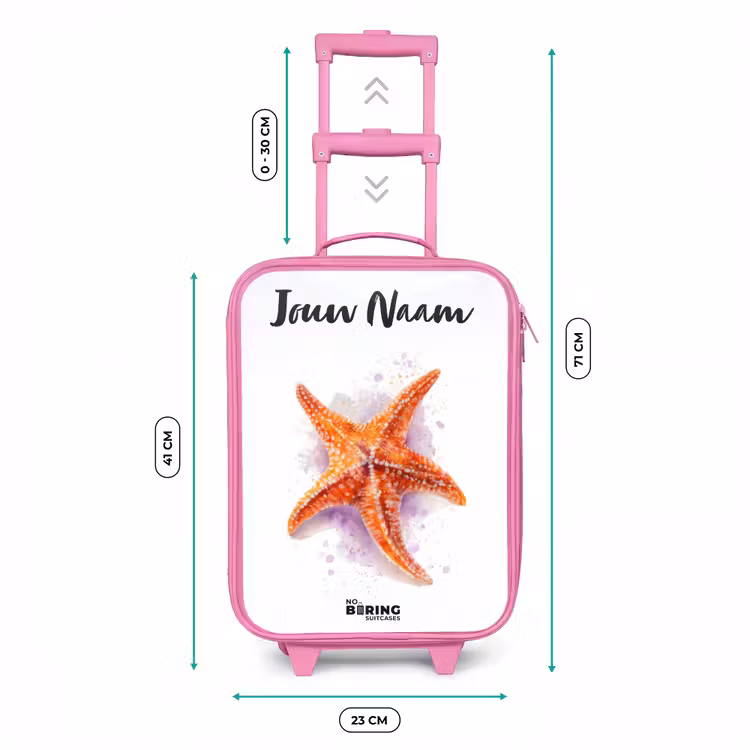 Kinderkoffer met naam - Roze - Oranje Zeester Illustratie — 5