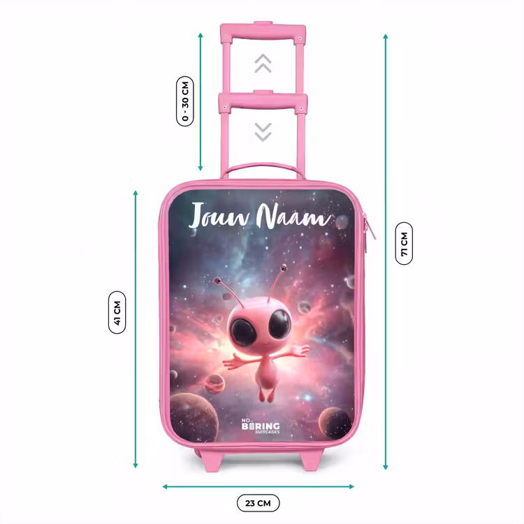 Kinderkoffer met naam - Roze - Roze Alien in Sterrennevel — 5