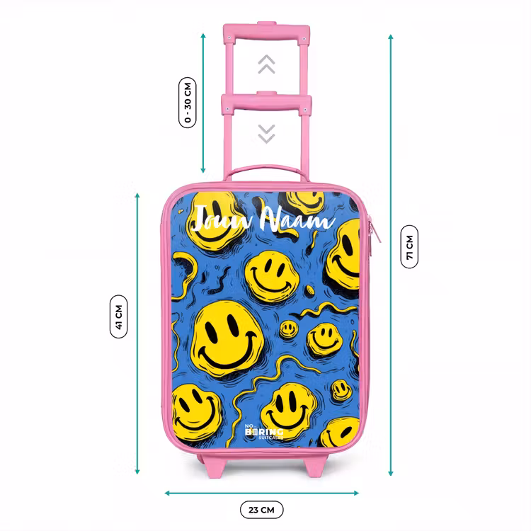 Kinderkoffer met naam - Roze - Smiley - Blauw - Geel — 5