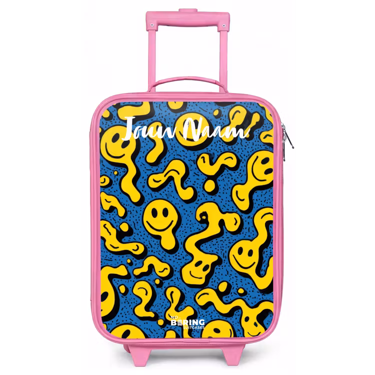 Kinderkoffer met naam - Roze - Smiley - Geel - Blauw — 1