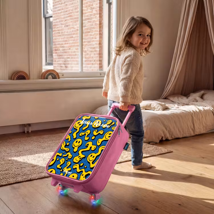 Kinderkoffer met naam - Roze - Smiley - Geel - Blauw — 3