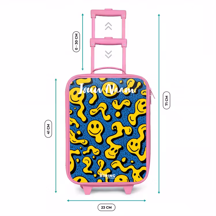 Kinderkoffer met naam - Roze - Smiley - Geel - Blauw — 5